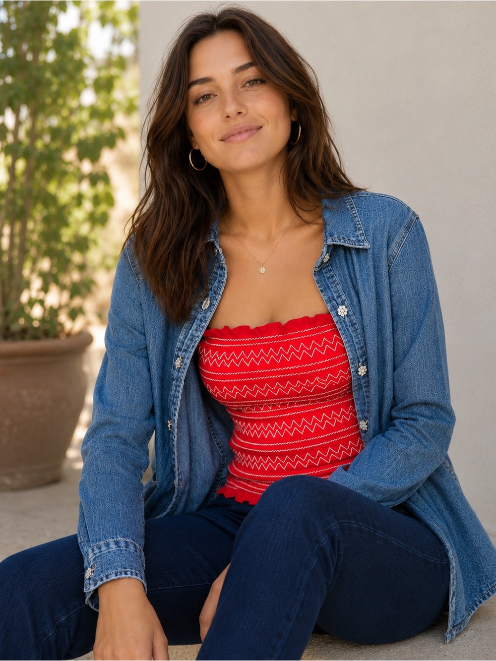 NWOT Women’s M Red Smocked Tube Top